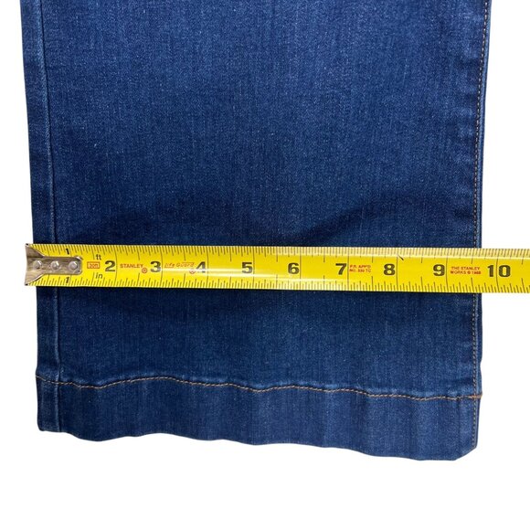 LC Lauren Conrad Super High Rise Flare Jeans Size 12S Denim Blue Dark Wash - Picture 10 of 11